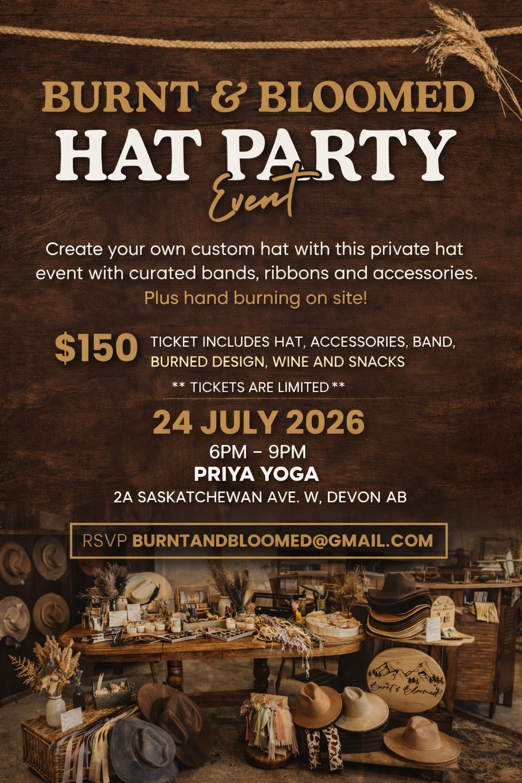 Burnt & Bloom Hat Party (Info Only)