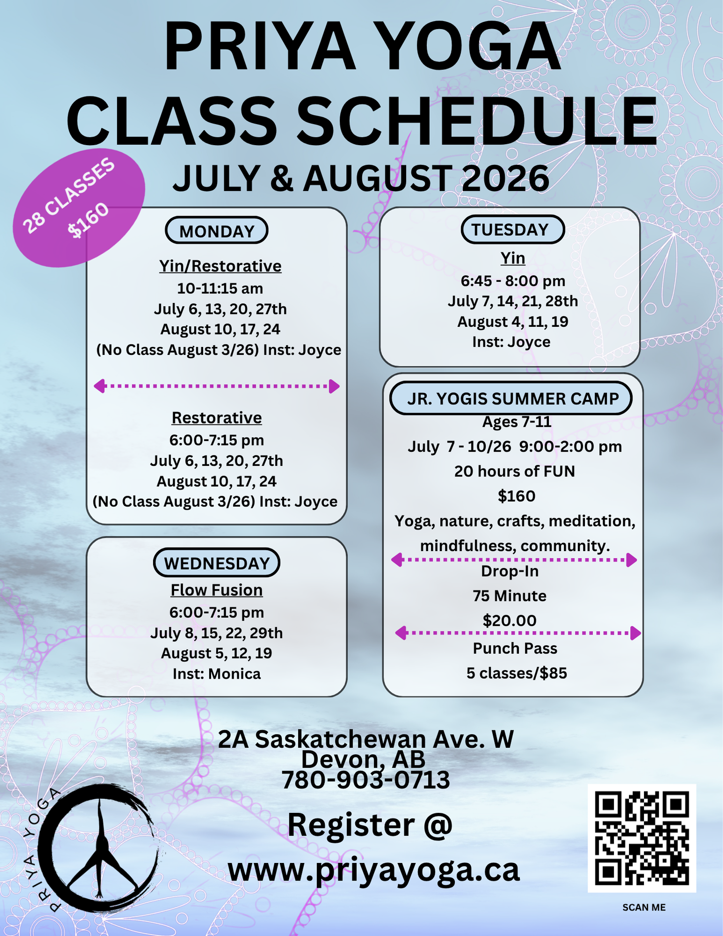 2026 July/August Schedule