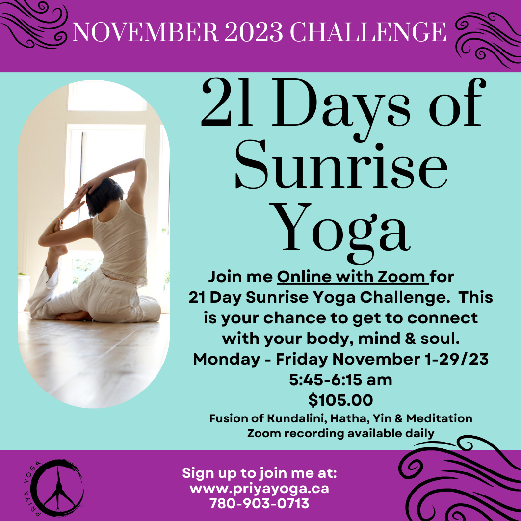 21 Day November Sunrise Challenge's 5:45-6:15 am Online Only