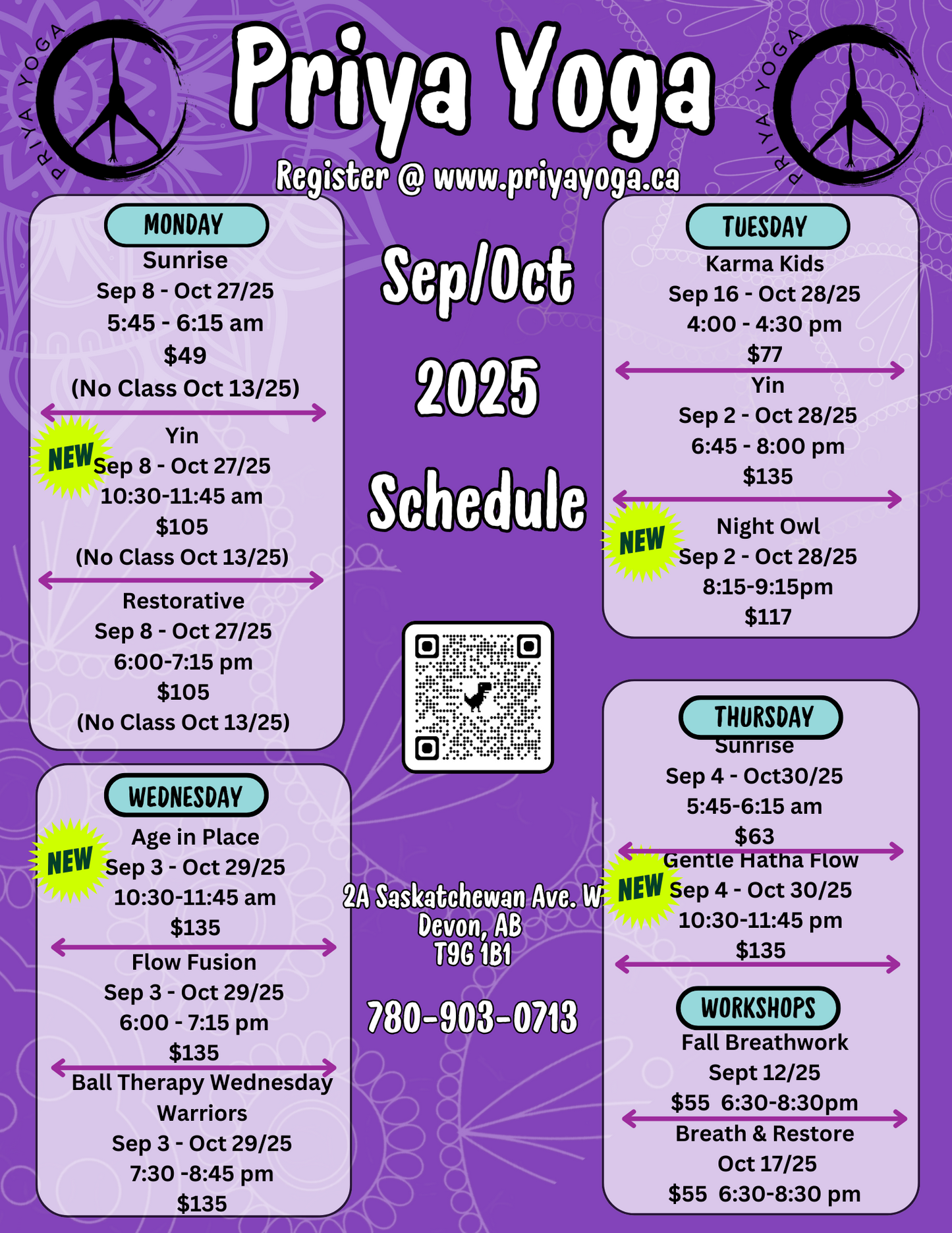 2025 Sep/Oct Schedule