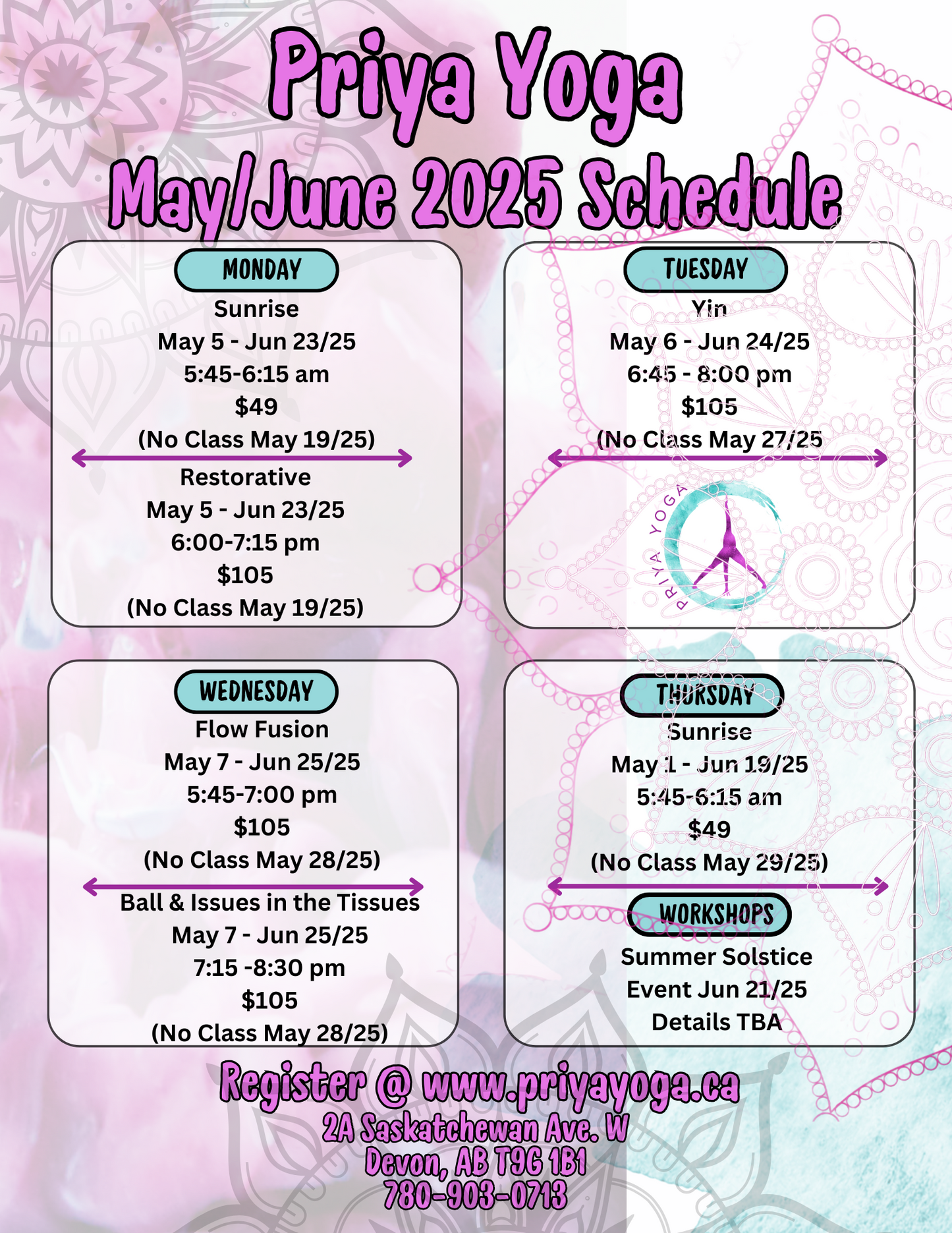 2025 May/June Schedule