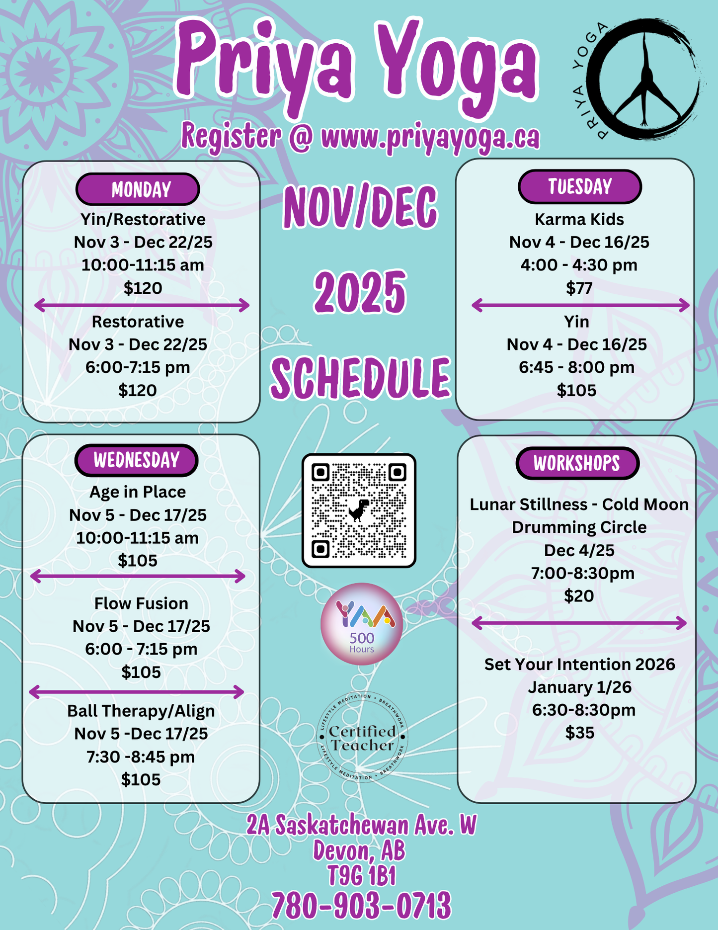2025 Nov/Dec Schedule